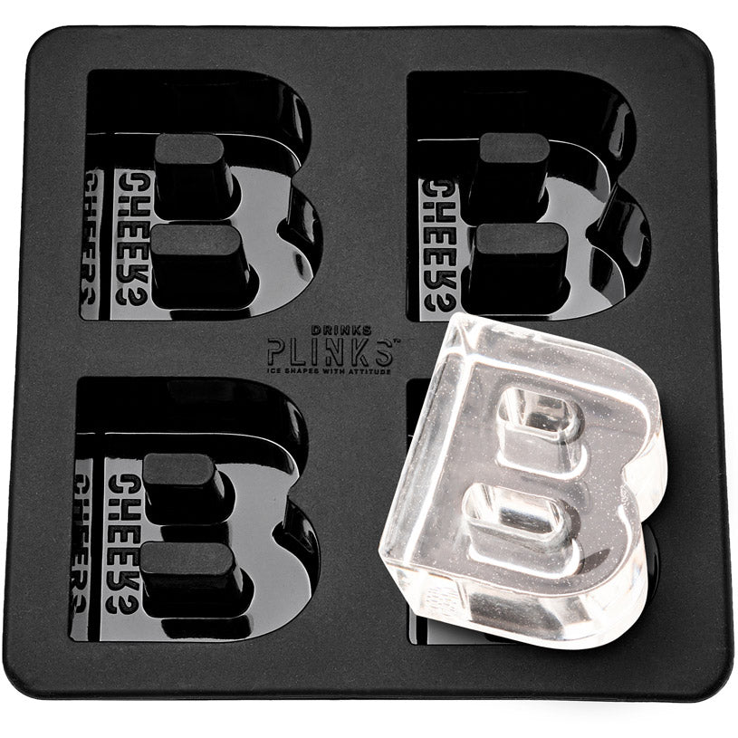 DRINKSPLINKS B Ice Tray and Mega Cube Mold - B Ice Maker Mold - Silicone  Bourbon Ice Cube Tray with Letter B Shaped Ice Cubes - Large Initial B for