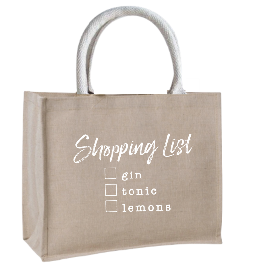 Shopping List G is for Gin - Market Shopper Bag